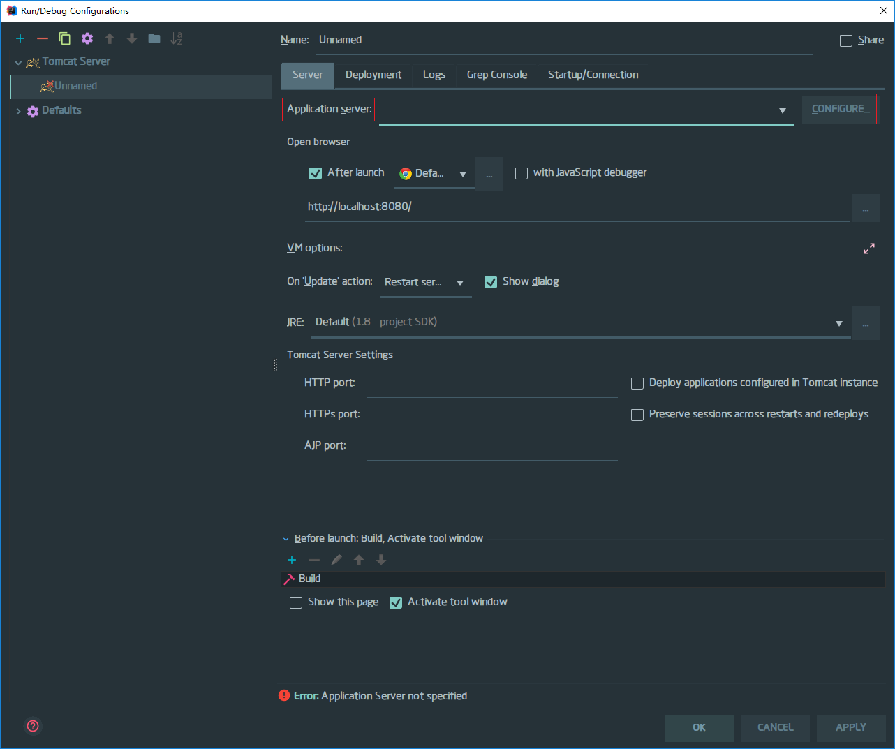 配置 Application server
