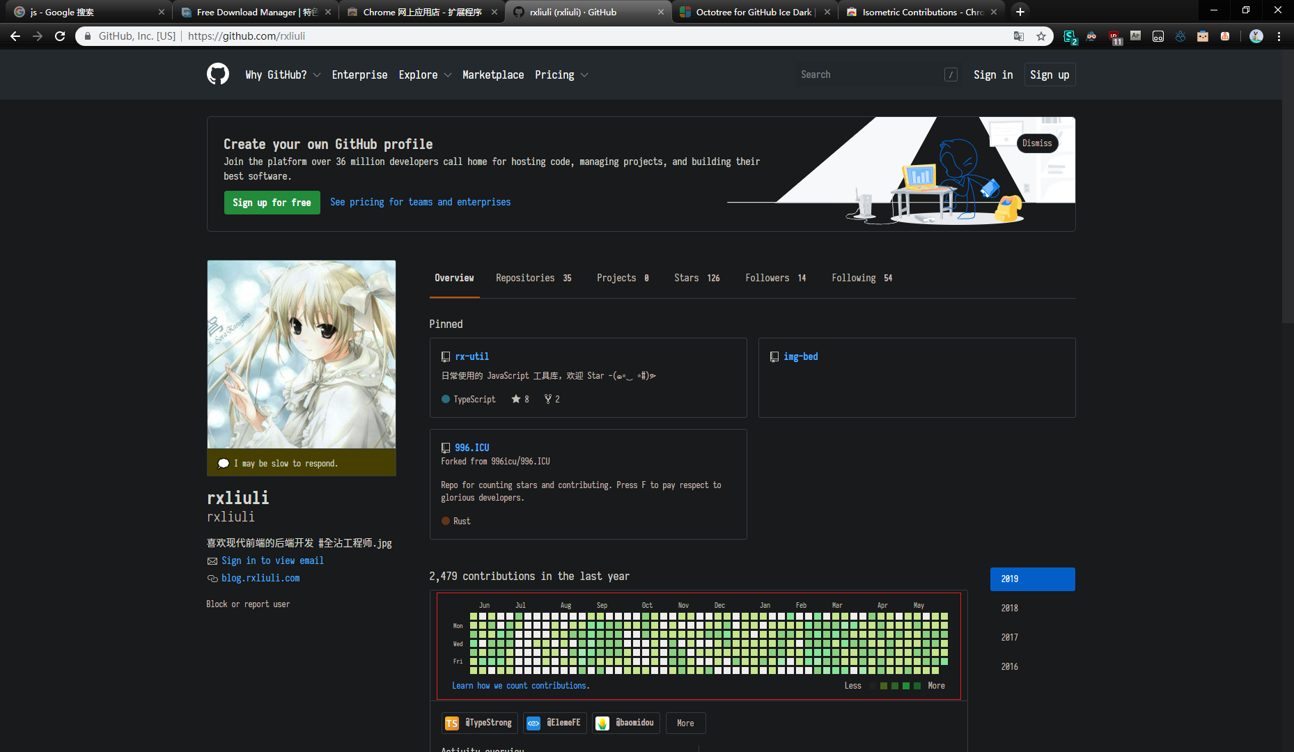 GitHub 用户活动平面图